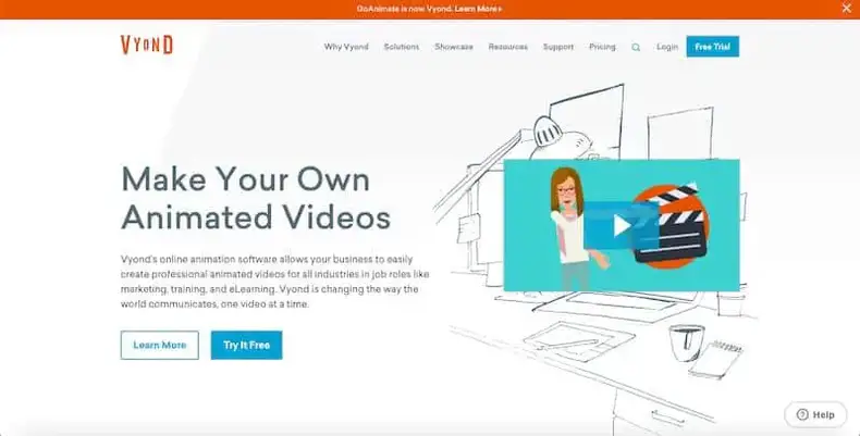 Vyond - professionelle whiteboard animerede videoer
