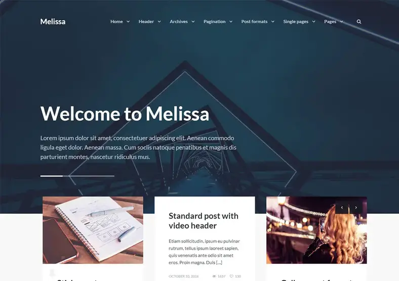 Fundo de vídeo de temas Melissa WordPress