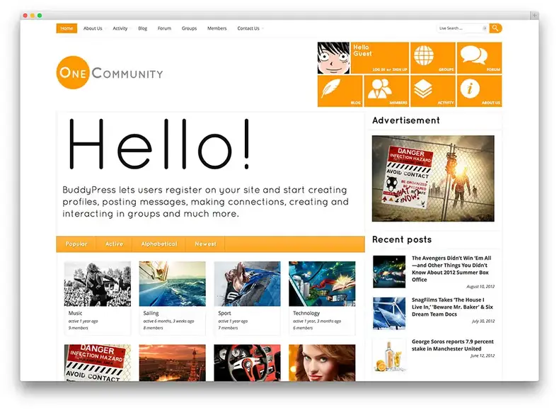 un thème de communauté buddypress