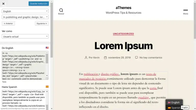 Tradução da página TranslatePress