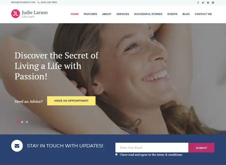 Judie Larson |  Personal WordPress Theme for Life Coach and Psychologist