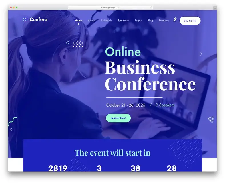 conferea tema wordpress para conferências e eventos