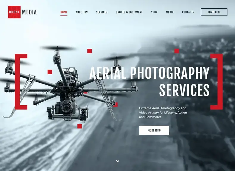 DroneMedia |  Tema WordPress de fotografia aérea e videografia