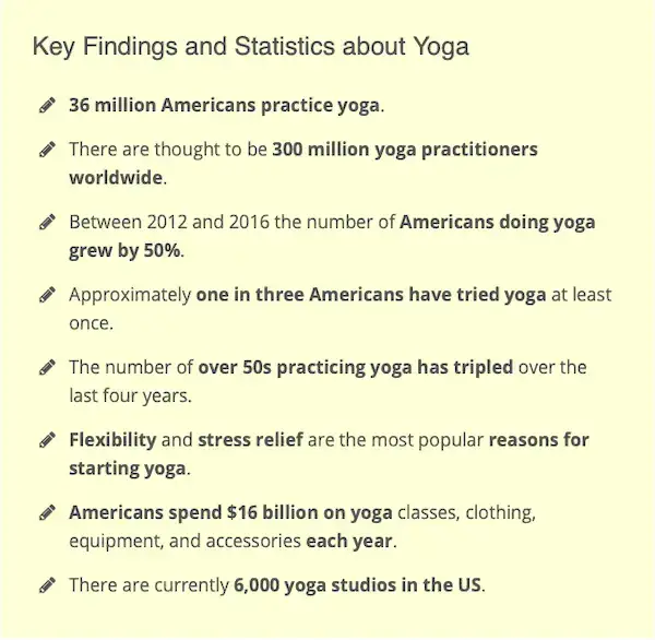 Statistik tentang yoga
