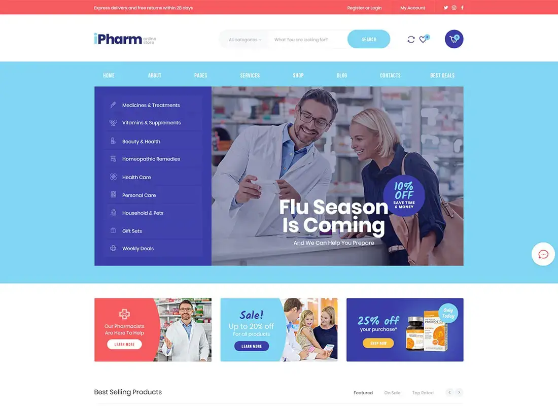 IPharm - Çevrimiçi Eczane ve İlaç WordPress Teması