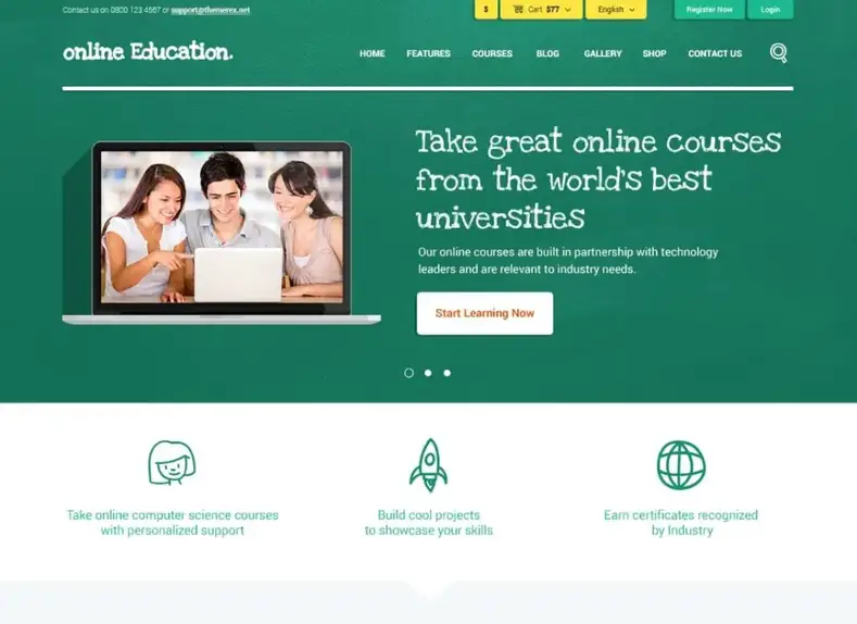 Pusat Pendidikan |  Kursus Online Universitas & Sekolah LMS Mempelajari Tema WordPress