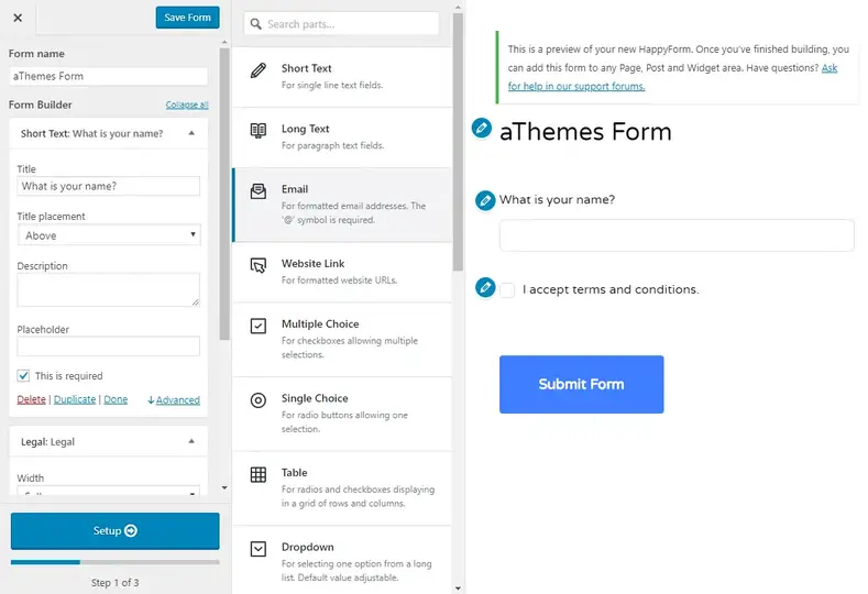 Interface HappyForms