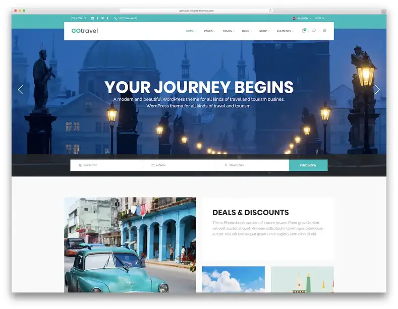 tema de viagem para wordpress gotravel