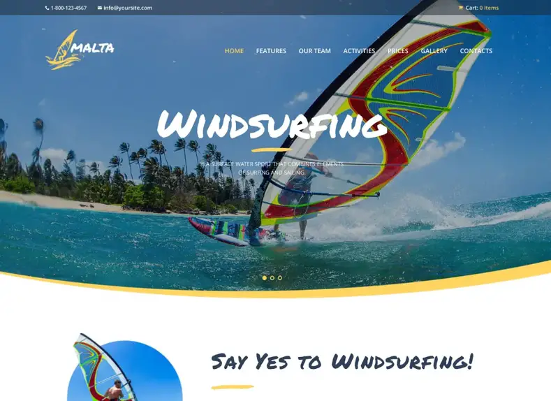Malte |  Thème WordPress du centre de planche à voile, de kitesurf et de wakesurf