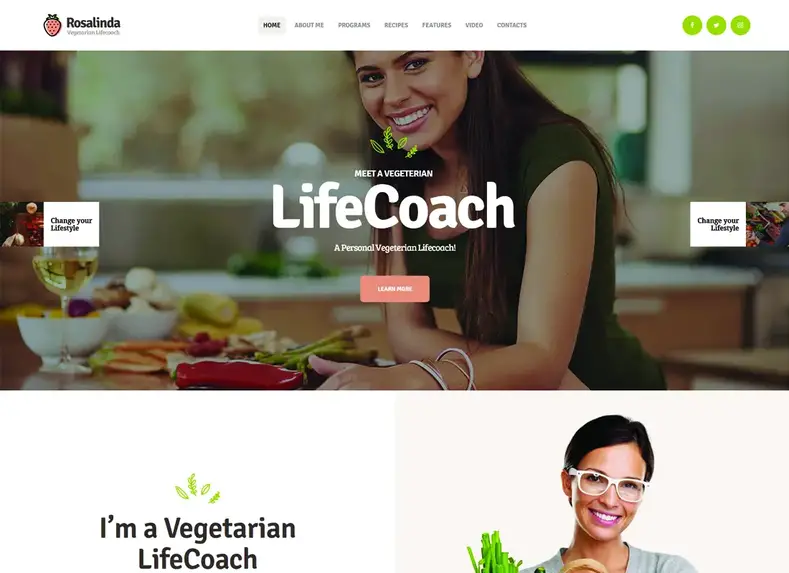 Rosalind |  Pelatih Kesehatan & Gaya Hidup Vegetarian Blog Tema WordPress