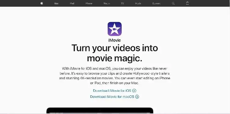 Página inicial do IMovie