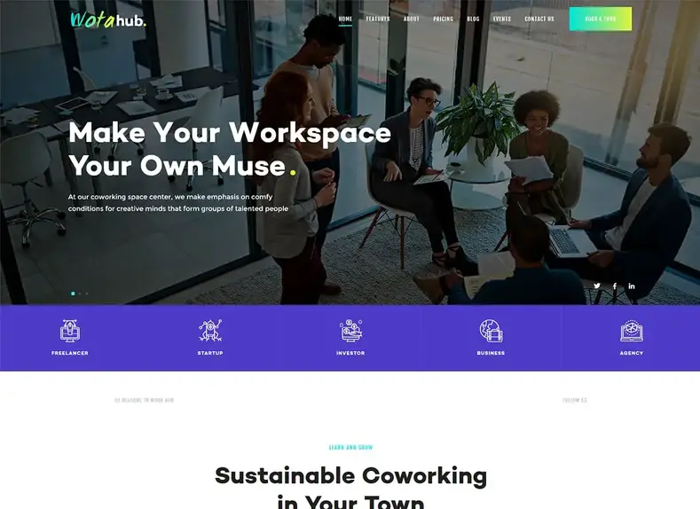 WotaHub |  Thème WordPress pour espace de travail partagé