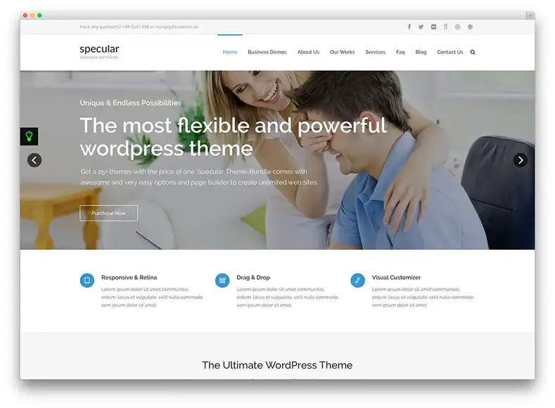 tema wordpress de consultoria flexível especular