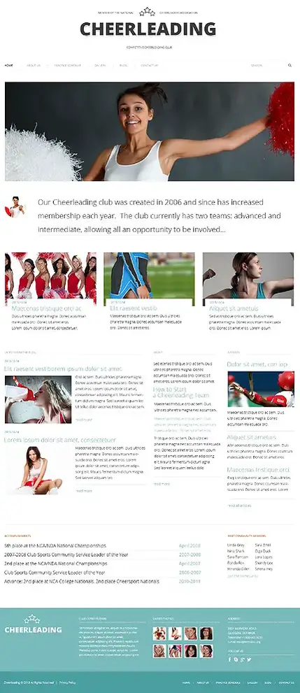 Tema WordPress do Clube de Cheerleading