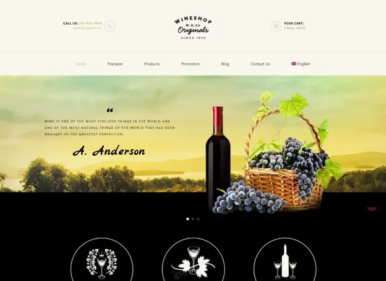 Loja de Vinhos |  Tema WordPress para loja online de entrega de comida e vinho