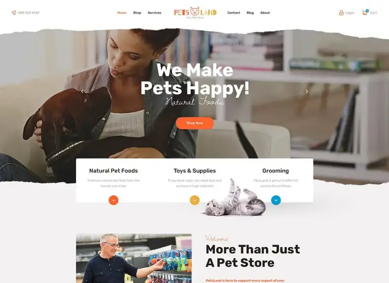 Terres d'animaux domestiques |  Thème WordPress pour animalerie et vétérinaire