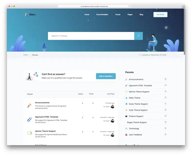 tema do fórum docly wordpress bbpress