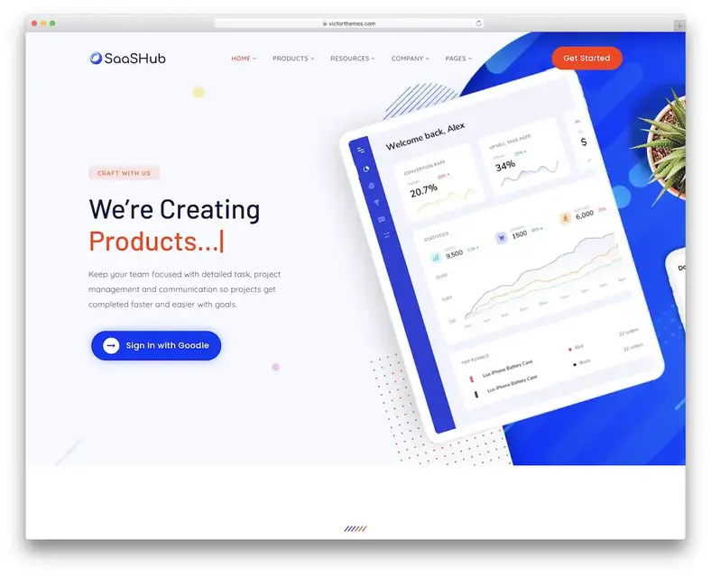 tema wordpress de produto digital saashub