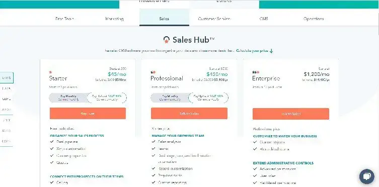 Halaman Harga Hub Penjualan HubSpot