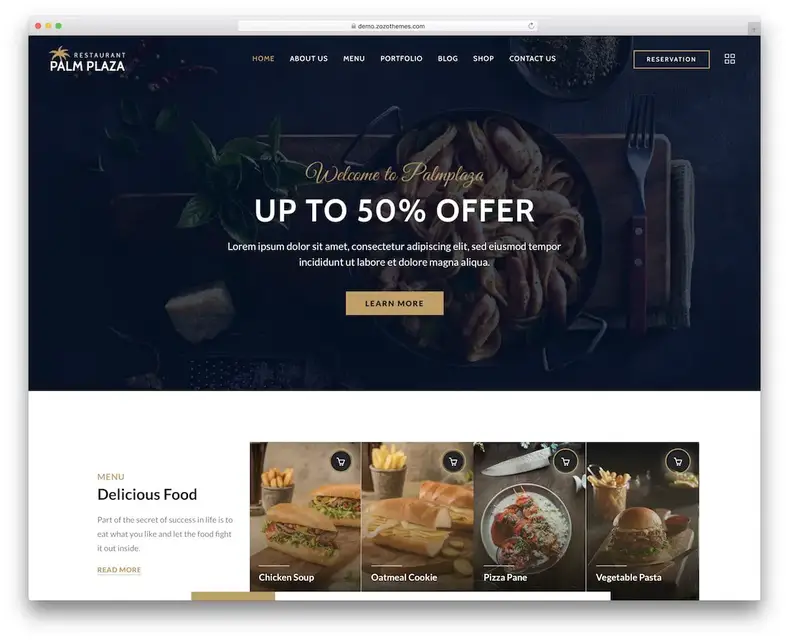 tema do restaurante wordpress palmplaza