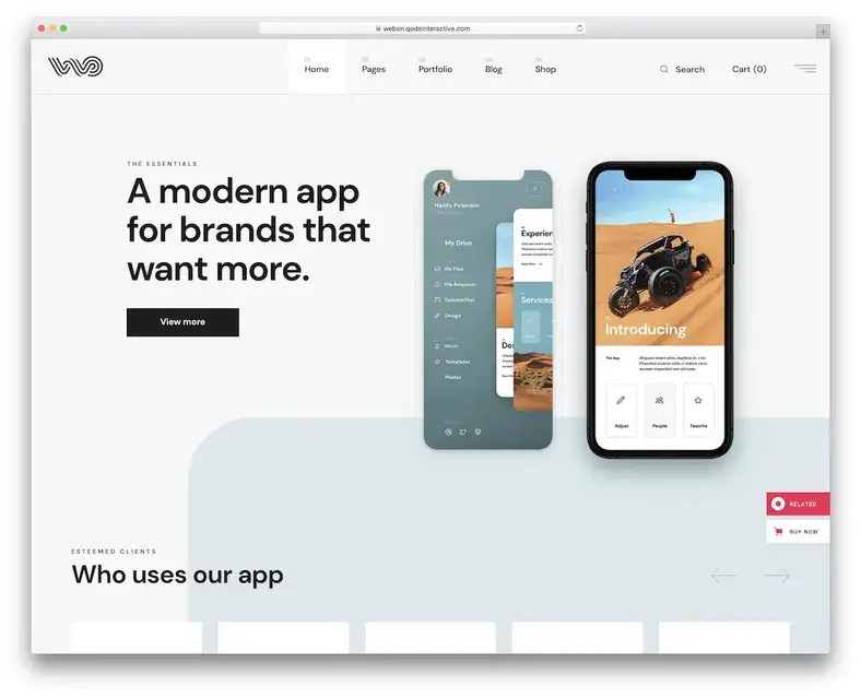 tema wordpress de vitrine de aplicativo webon