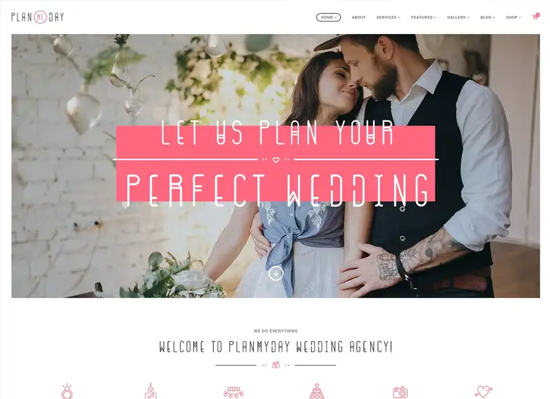 Planeje meu dia |  Tema WordPress de Agência de Planejamento de Casamentos / Eventos