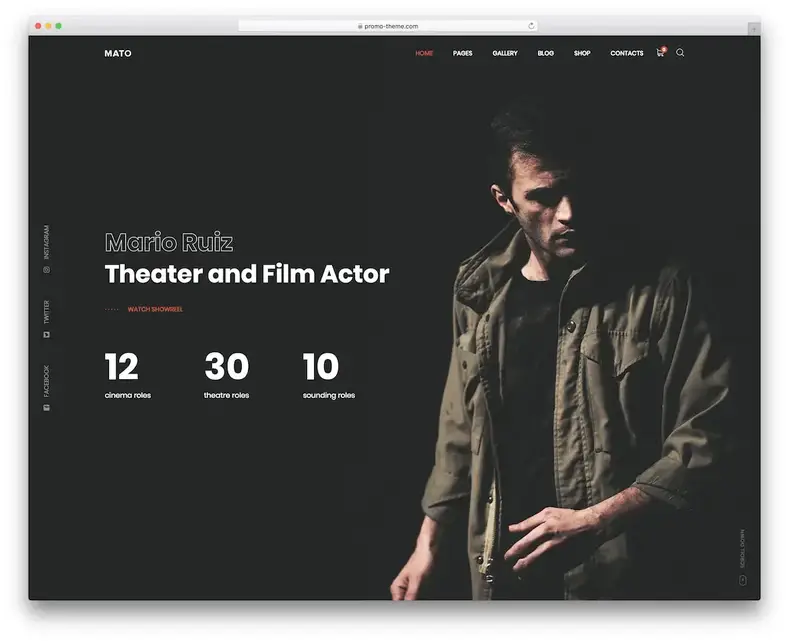 modelo de site de ator mato