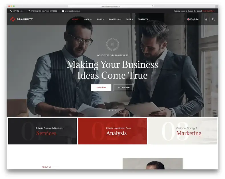 thème wordpress de la société financière brainbizz