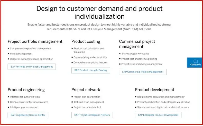 ميزات SAP PLM