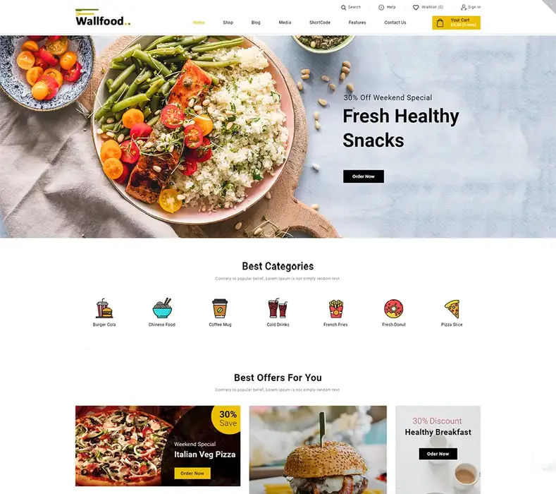 WallFood - Toko Makanan & Restoran Tema WooCommerce
