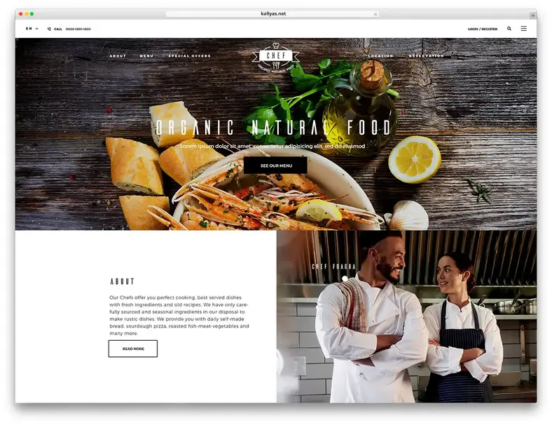 KALLYAS - conception de site Web de restaurant classique