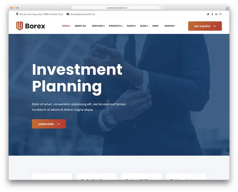 thème wordpress de la société de financement borex