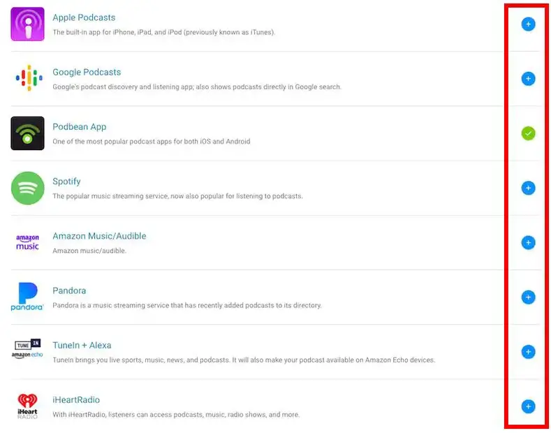 Aplicativos de distribuição de podbean