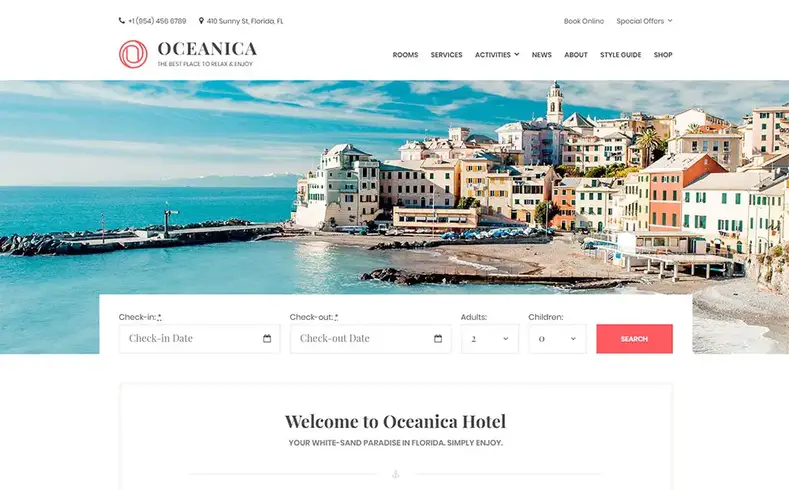 Oceanica - Tema WordPress Pemesanan Hotel