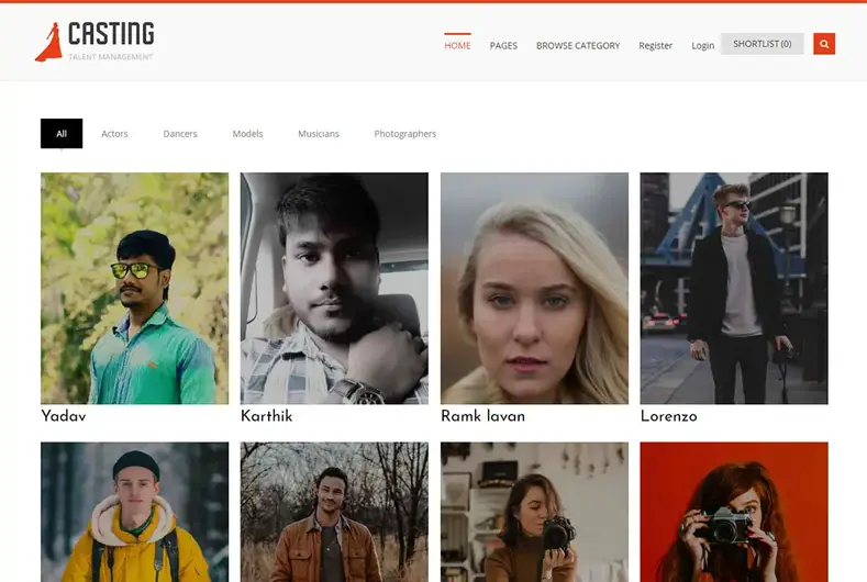 Modelo de Site de Elenco de Atores