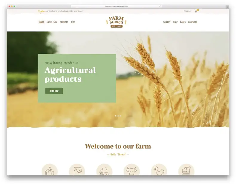 thème wordpress de l'agriculture de la ferme agricole