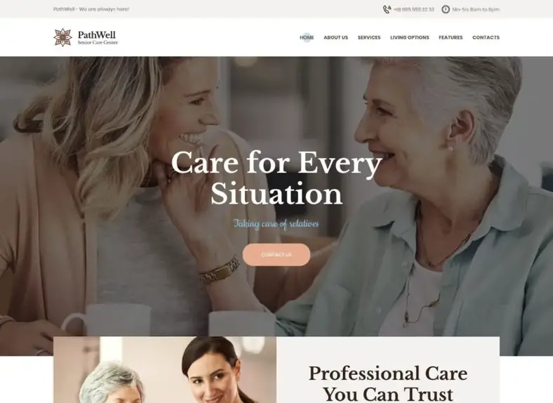 PathWell |  Un thème WordPress pour les hôpitaux de soins pour personnes âgées