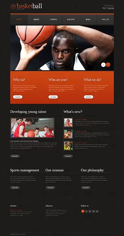 Tema WordPress de basquete