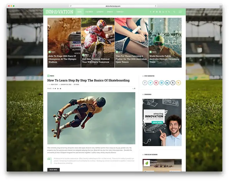 Inovação-esporte-blog-site-modelo
