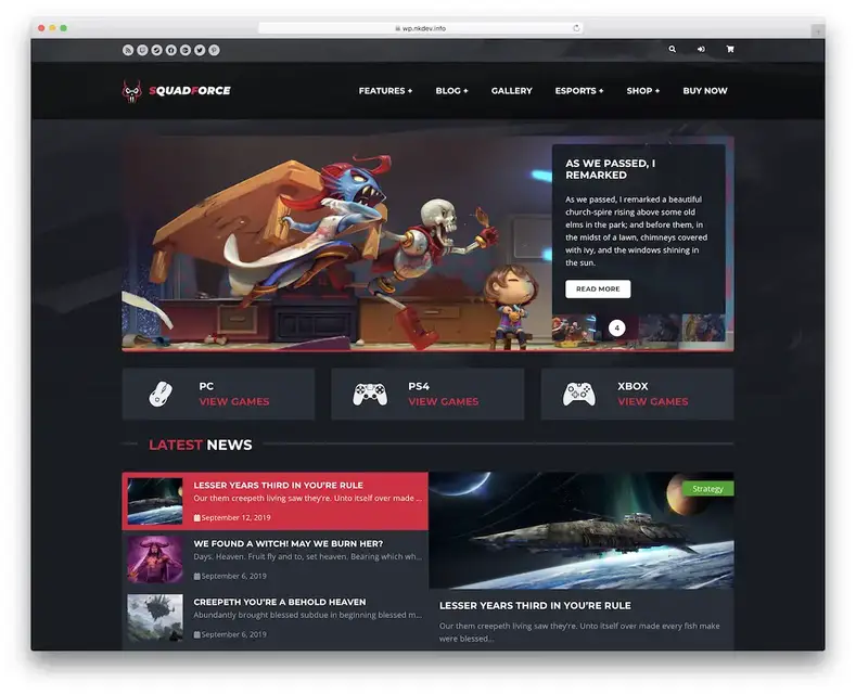 tema wordpress para jogos squadforce
