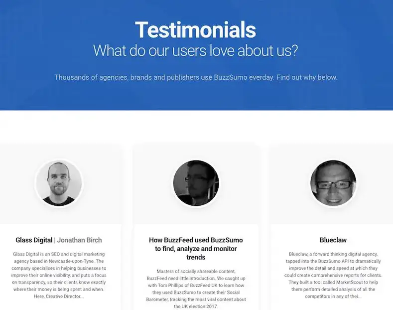 مثال على الدليل الاجتماعي BuzzSumo