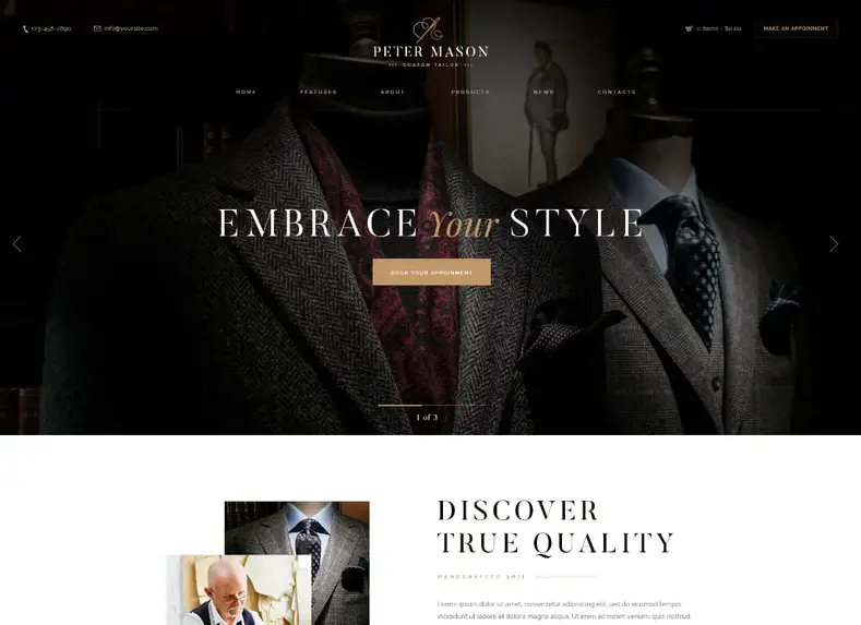 Pedro Mason |  Tema WordPress personalizado para roupas e alfaiataria
