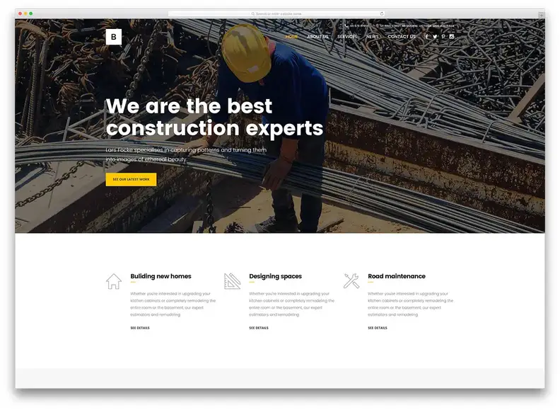 bridge-creative-construction-wp-modello di sito web