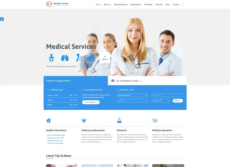 Médecin et dentiste |  Thème médical WordPress
