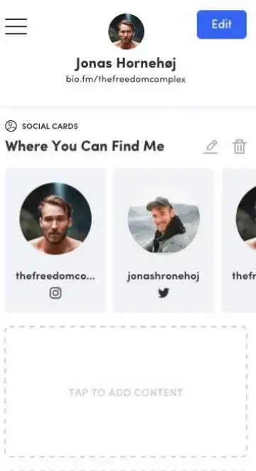 Contoh profil media sosial BioFm
