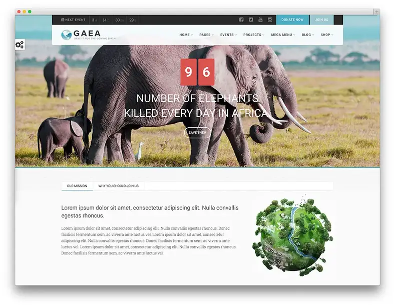 tema wordpress gaea caridade