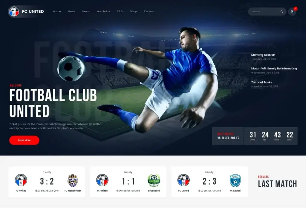 United FC |  Tema WordPress Futebol, Futebol e Esportes + RTL