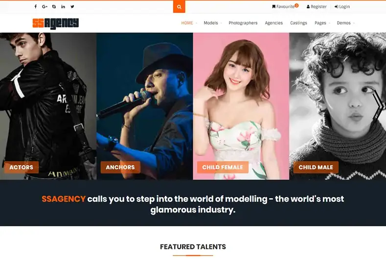 Modelo de Web de Site de Ator de Ssagency