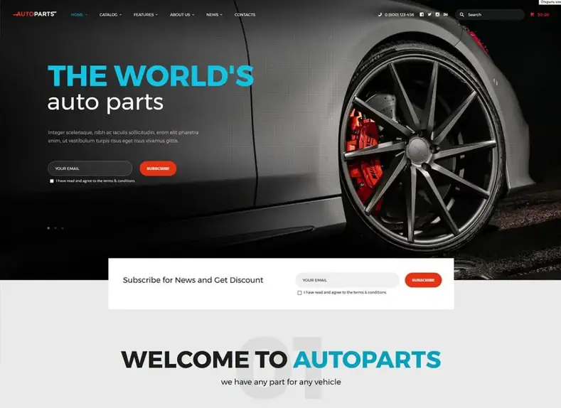 Tema + Elementor WordPress Auto Parts & Service Store