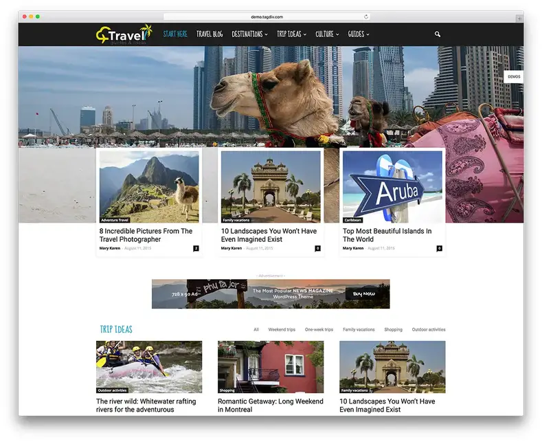 Modelo de Site de Revista de Viagem de Jornal